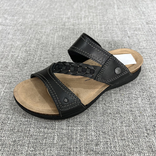外贸夏季新款女士魔术贴真皮拖鞋牛皮休闲经典大码女拖鞋 F6466