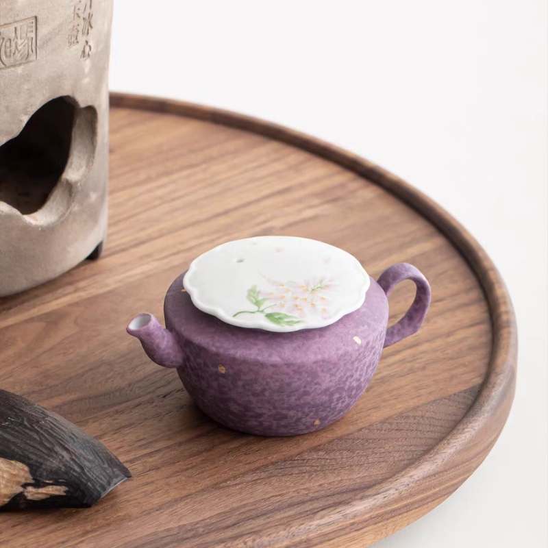 洒金紫韵洒金手绘紫藤花茶壶茶杯一壶一杯功夫茶具一人饮套组,餐饮具,茶杯,淘宝优惠券,粉丝福利购,淘宝优惠卷