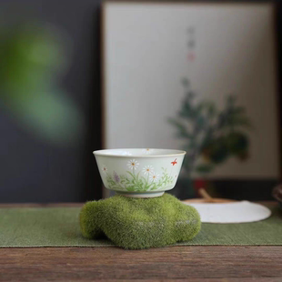 手绘陶瓷茶杯主人杯单个功夫品茗杯个人专用大号普洱杯