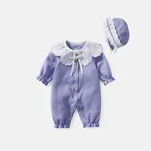 婴儿衣服春秋款婴儿连体衣新生女宝宝连体衣满月百天外出哈衣爬服