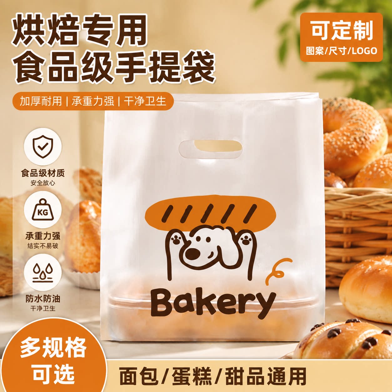 面包土司烘焙打包手提袋