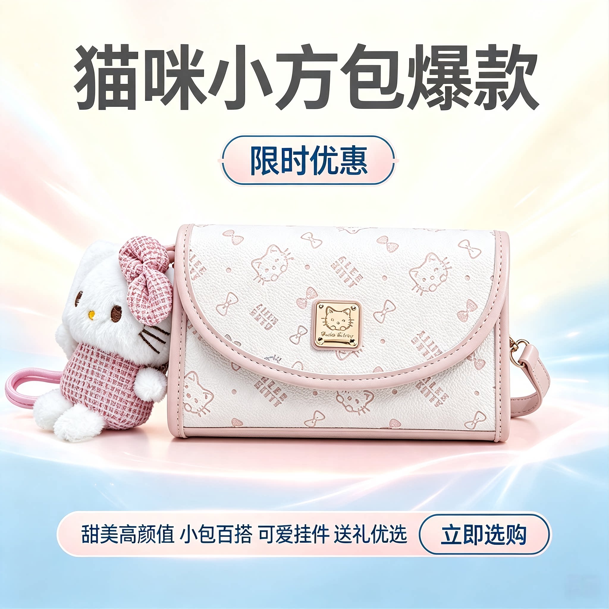 GleeKitty凯蒂猫压花斜挎小包