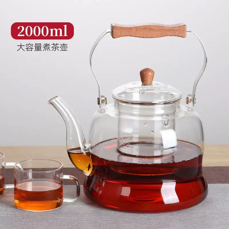 大容量玻璃泡煮茶壶家用加厚玻璃提梁壶耐高温玻璃围炉烧水壶套装