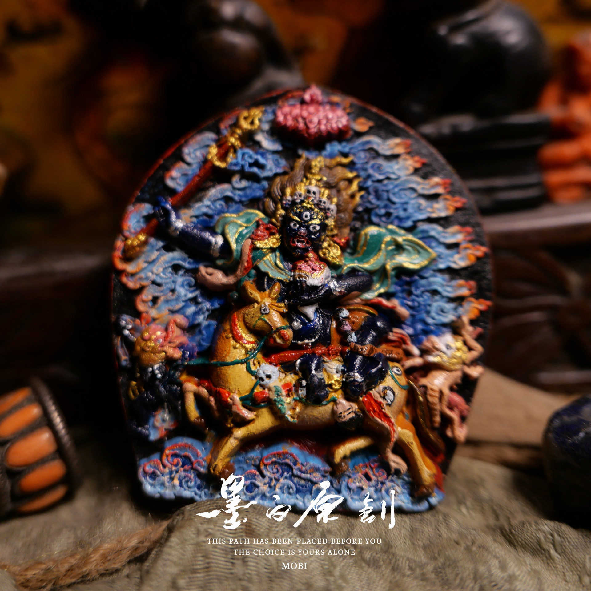 「墨白」 吉祥天母彩绘擦擦佛像摆件