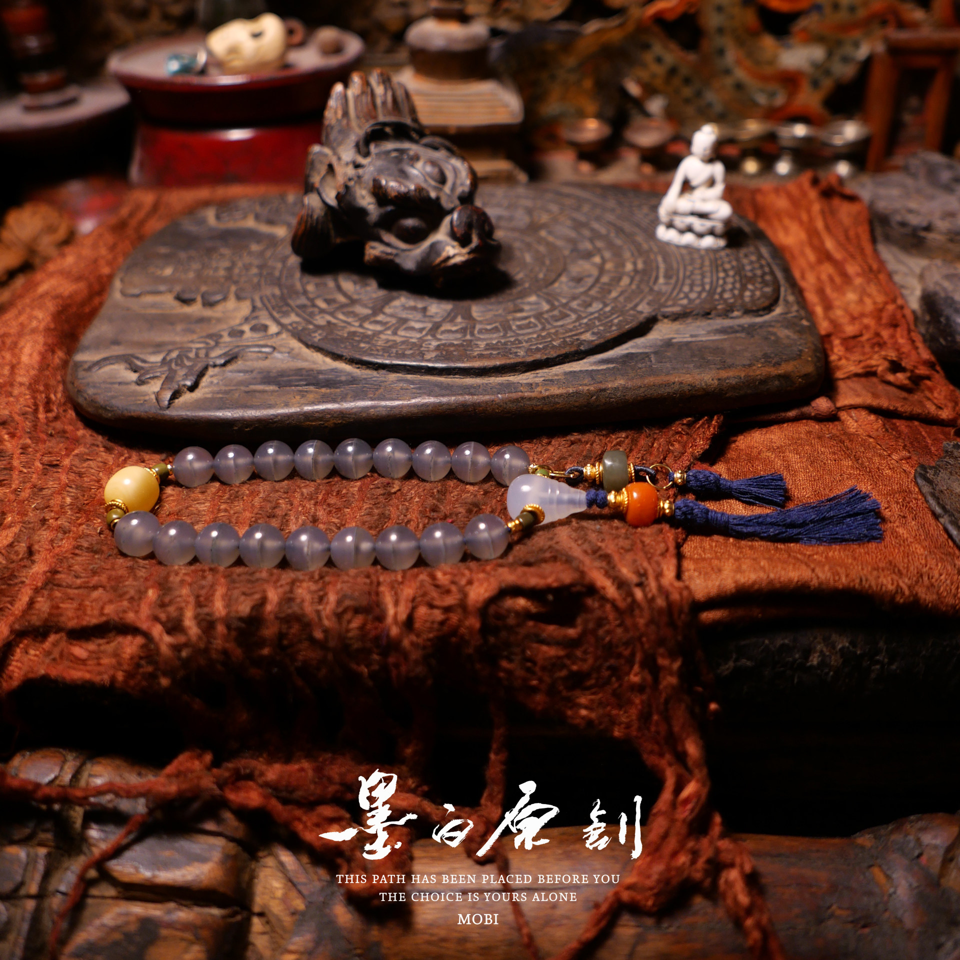 「墨白」超神级 绿幽灵一线药师设计款佛珠多宝手链手串