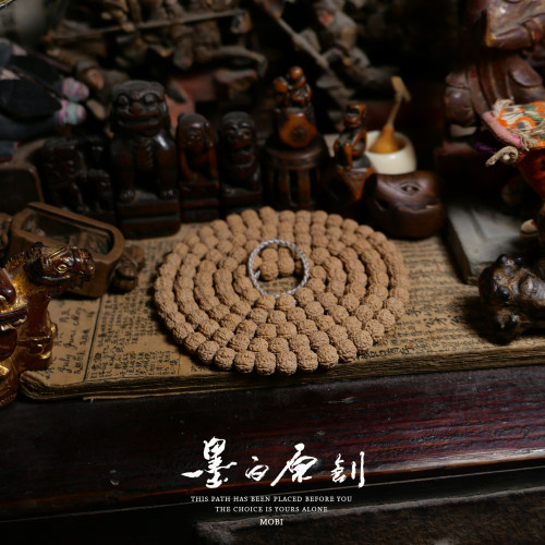 「墨白」 一代闷墩盘龙纹原籽至臻版小金刚108颗菩提子手串