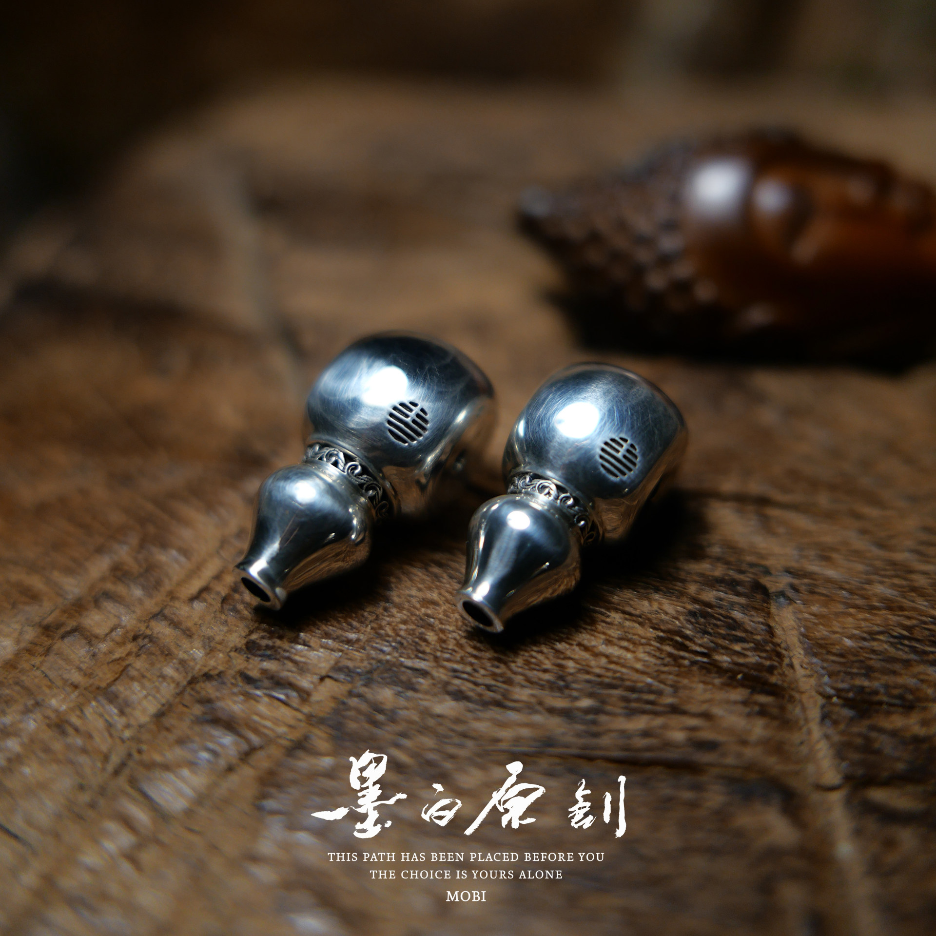 「墨白」神级 925银水波纹福禄三通佛头文玩菩提配饰