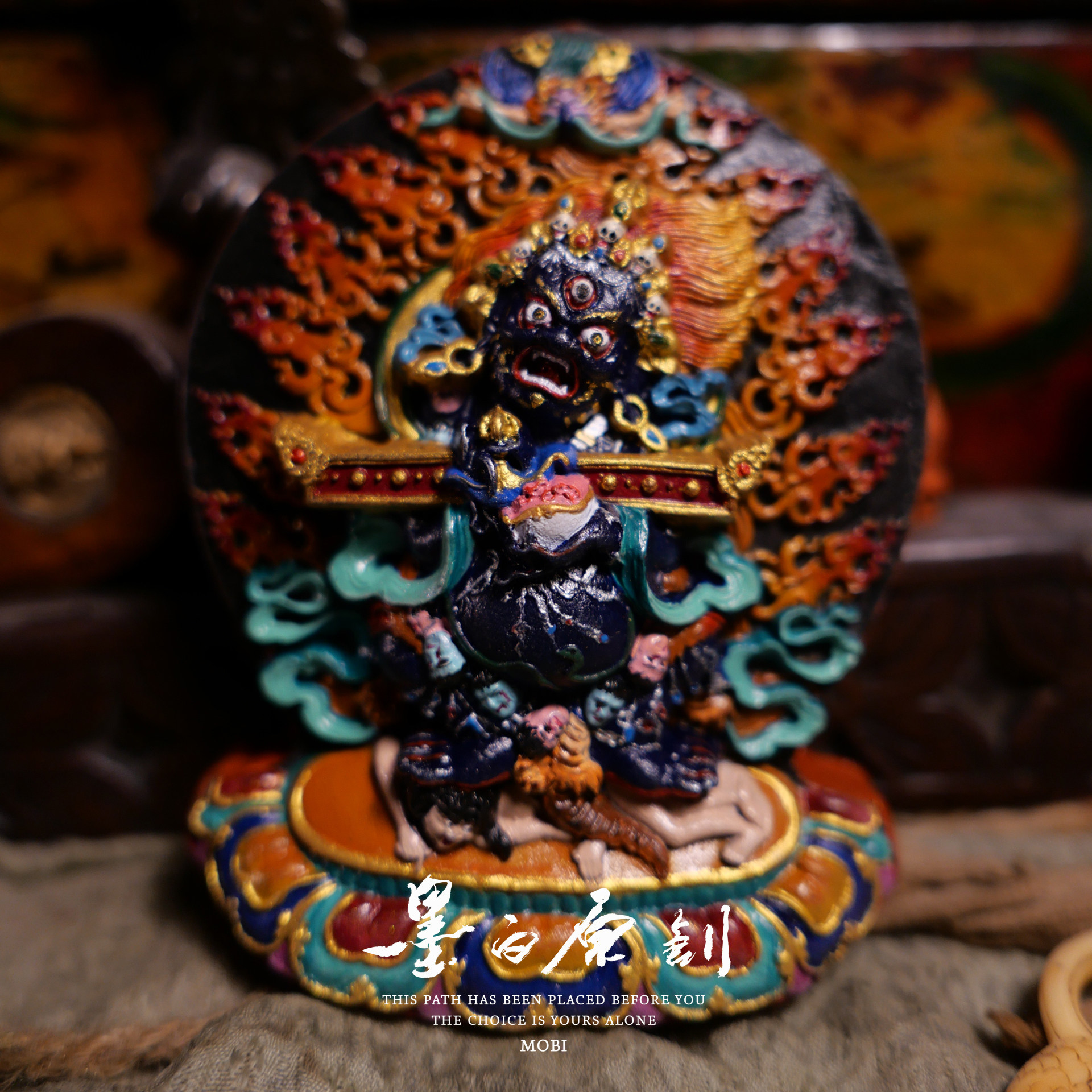 「墨白」 马哈嘎啦大黑天彩绘擦擦佛像摆件