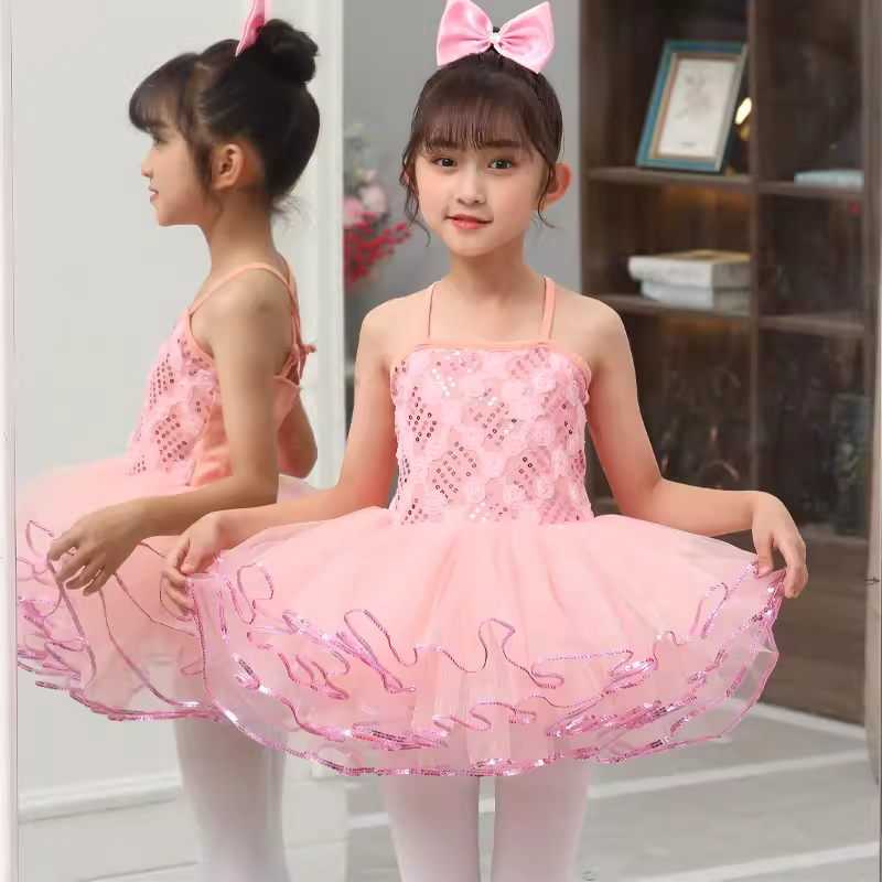六一儿童表演服女童蓬蓬纱裙演出服幼儿小学跳舞亮片爵士舞芭蕾菔