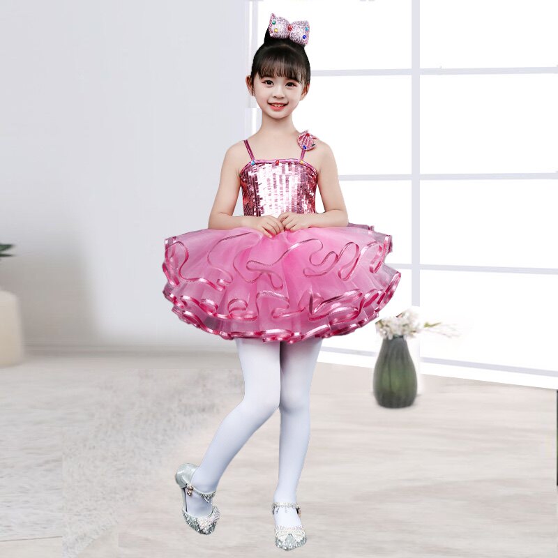 六一儿童蓬蓬纱裙演出服亮片幼儿园小学可爱女童公主裙舞蹈表演服