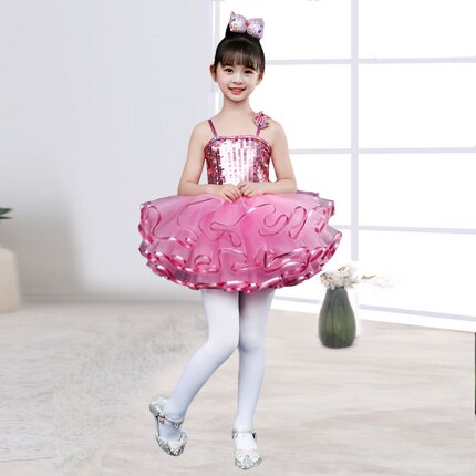 六一儿童蓬蓬纱裙演出服亮片幼儿园小学可爱女童公主裙舞蹈表演服