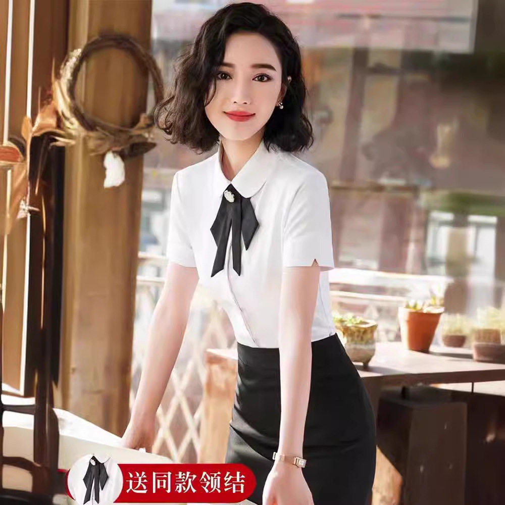 2025年新款职业套装女夏季短袖衬衫气质经理工装正装酒店前台收银