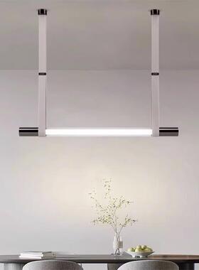 意大利SLIVER皮革餐厅吊灯后现代设计师吧台办公室一字长条玻璃灯