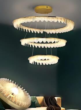 餐厅灯具复式楼梯间现代简约loft客厅吊灯创意网红个性圆环卧室灯