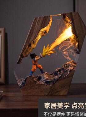跨境爆款树脂灯Lamp Resin Epoxy手工制作龙珠孙悟空树脂灯礼物桌