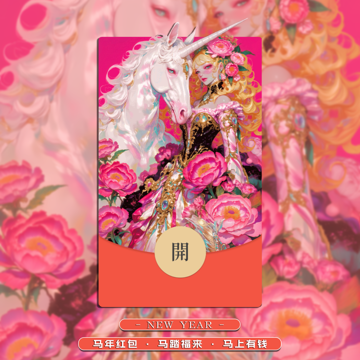 马年微信红包封面红包封面微信红包封面动态音乐奢华梦幻独角兽