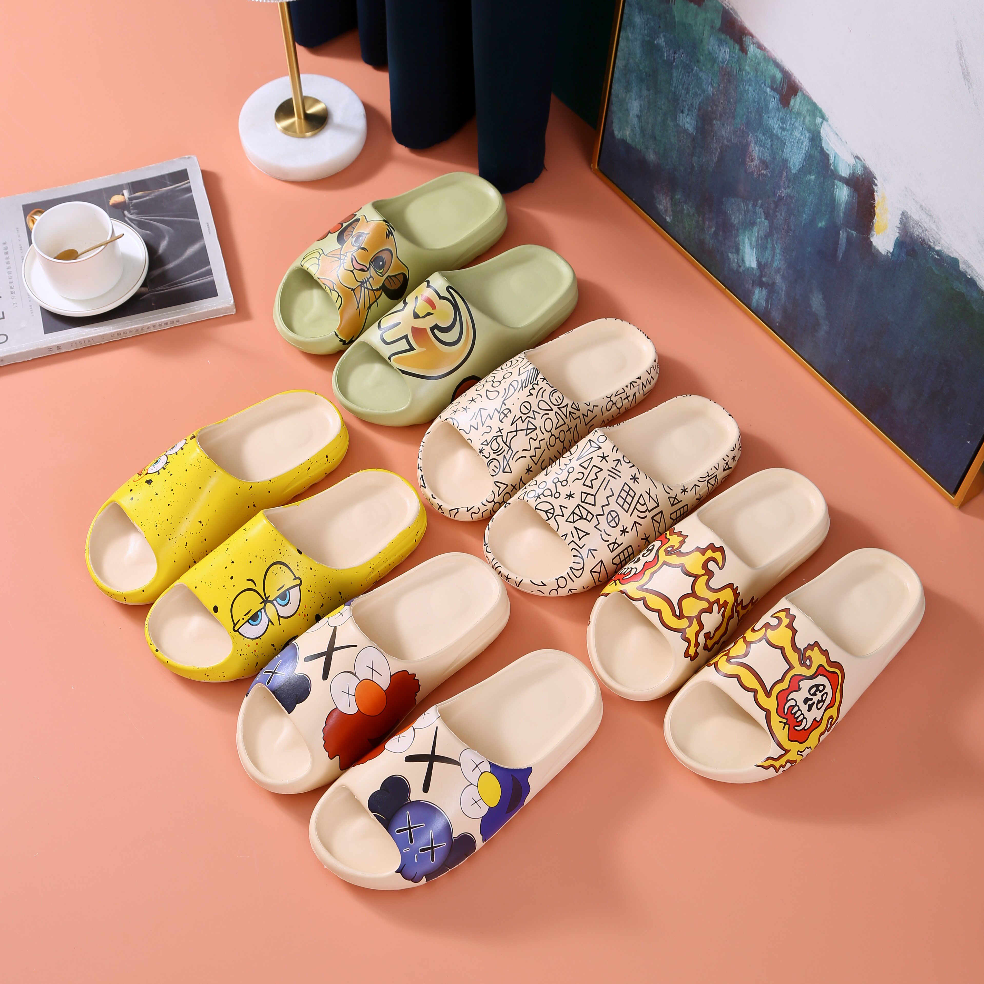 31-46 侃爷椰子拖鞋男yeezy slides men运动外穿厚底踩屎感凉拖鞋