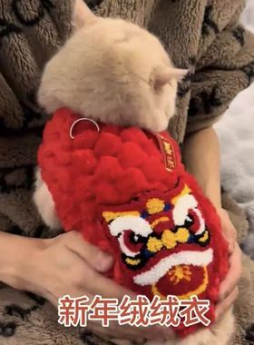 猫咪过年衣服红色喜庆醒狮布偶蓝猫金渐层秋冬保暖宠物狗狗新年装