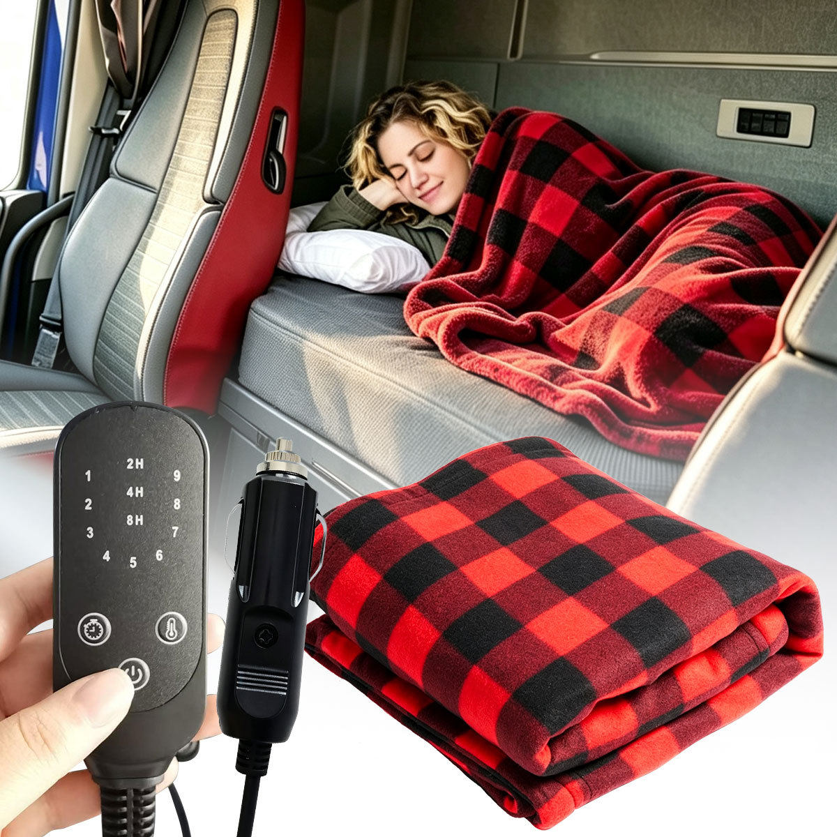 跨境车载电热毯12V户外汽车加热毯blanket保暖发热垫车用加热垫