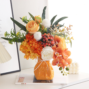 轻奢高端仿真花摆件客厅花束假花绣球蝴蝶兰餐桌装饰花玄关摆设
