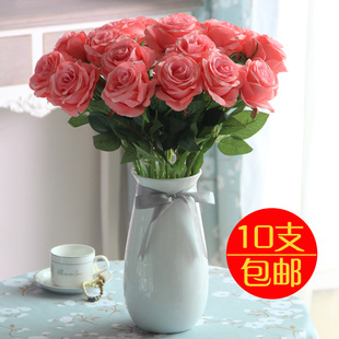 玫瑰花束仿真花绒布假花七夕情人节客厅餐桌装 欧式 饰干花家居摆件