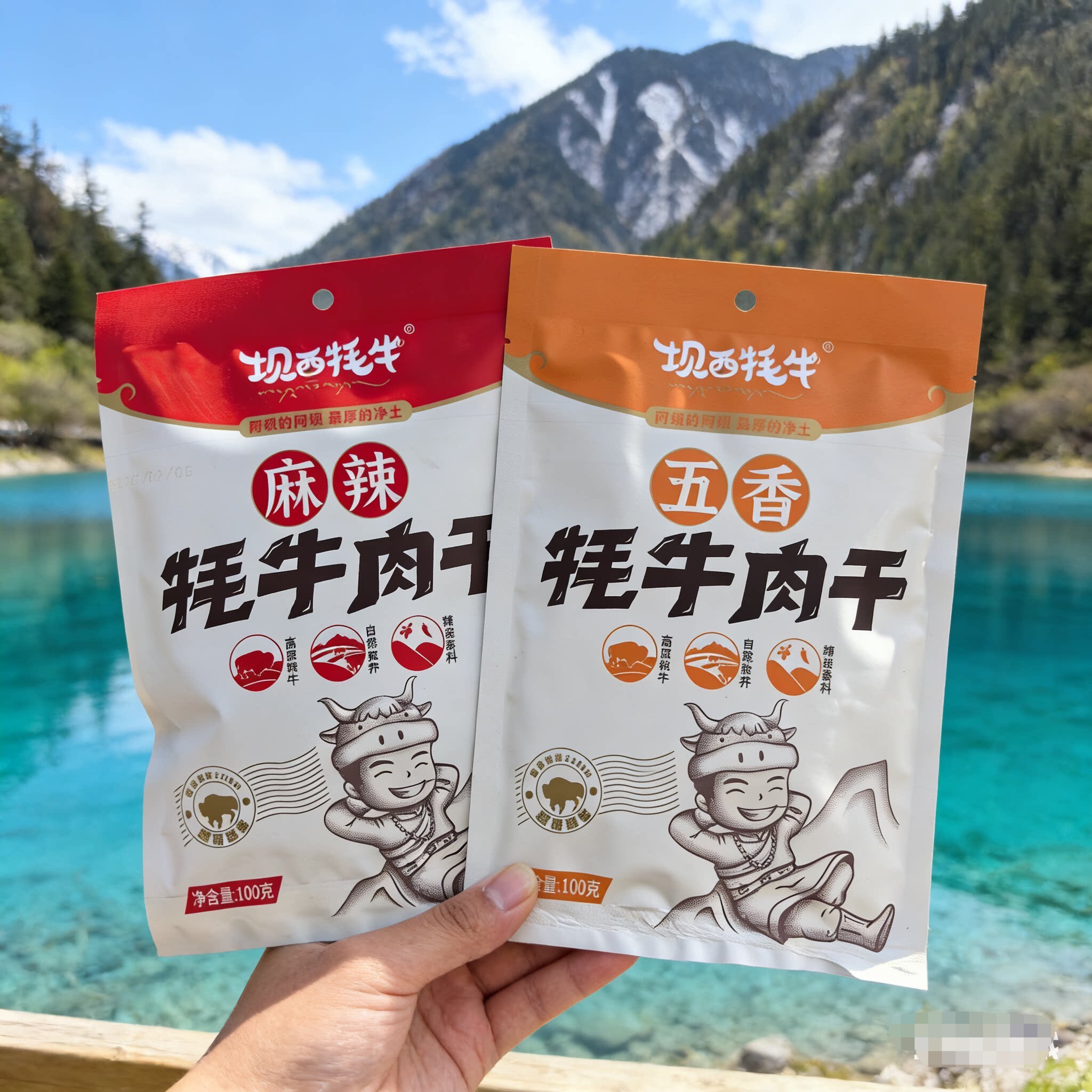 四川九寨沟阿坝州特产坝西牦牛肉干五香麻辣100克真空包装一包。