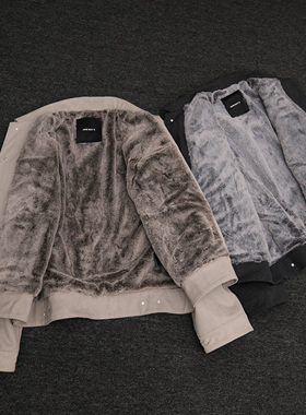 NEW BOY'Z“一件过冬”1000g软糯仿兔毛碧纹水洗帆布拼接军布夹克