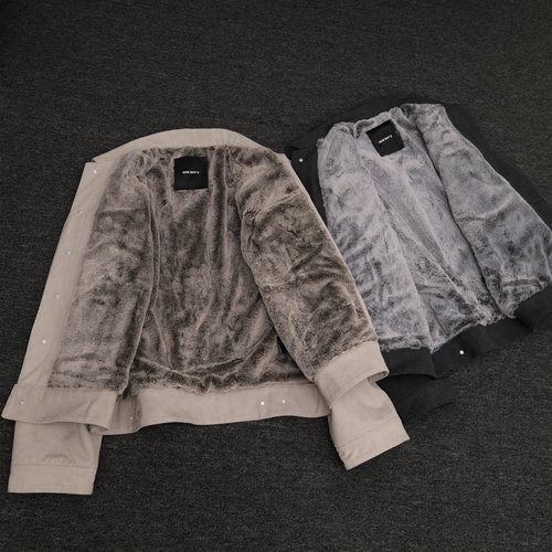 NEWBOYZ翻领仿兔毛秋冬军布夹克