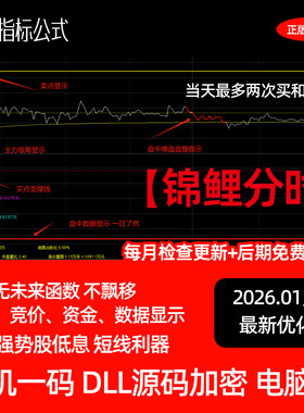 分时主力吸筹珍藏版指标【锦鲤分时】通达信买卖点分时图做T指标