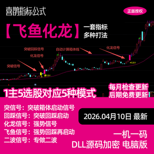 【飞鱼化龙】箱体突破回踩不破涨停回调强势二波通达信珍藏版指标