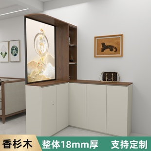 入户转角艺术玻璃屏风隔断柜正对大门玄关柜进门装 柜定制 饰门厅鞋