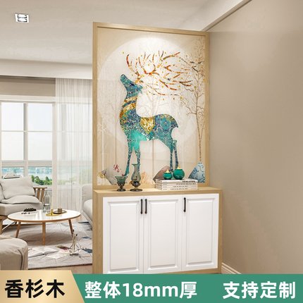 定制入户正对门玄关柜轻奢屏风隔断鞋柜一体新款实木双面简约现代