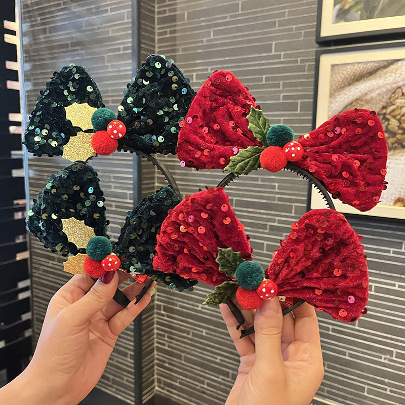 圣诞节亮片大蝴蝶结头箍顶夹女童表演装饰品拍照头饰红绿儿童发饰,童装/婴儿装/亲子装,发饰,淘宝优惠券,粉丝福利购,淘宝优惠卷