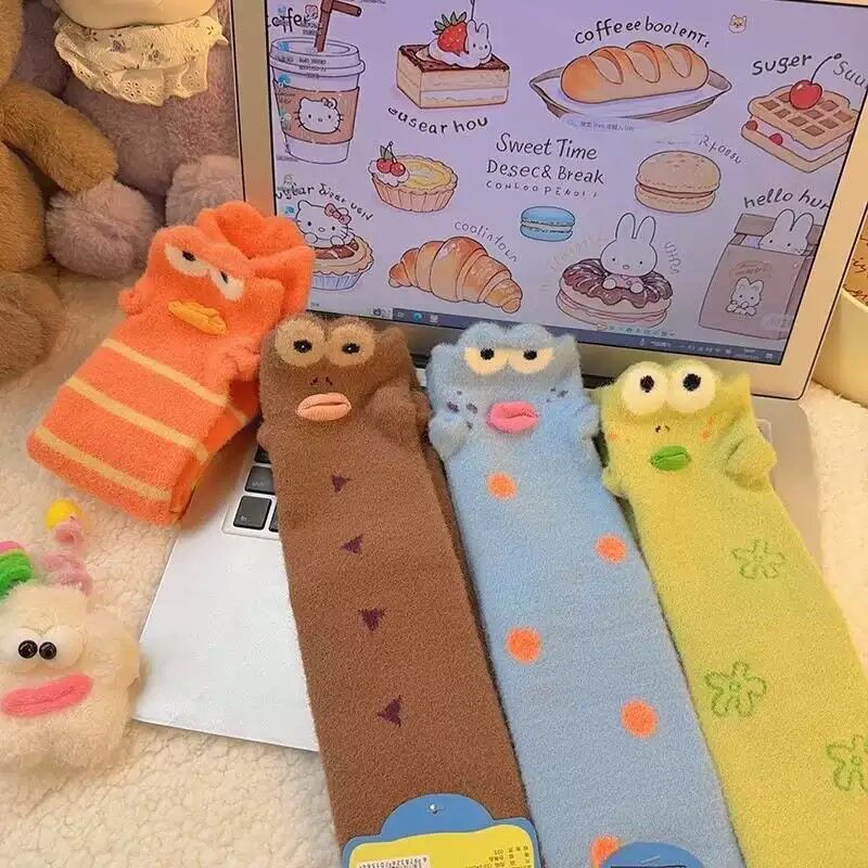 丑鱼澳绒加厚保暖冬季女中筒袜