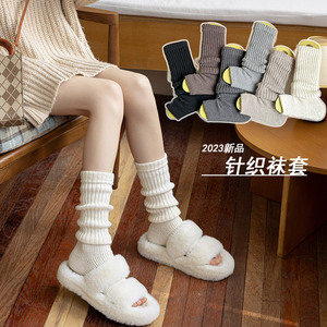 女长筒袜套袜子女毛绒加厚踩脚袜套漫画腿显瘦jk及膝袜针织长女袜