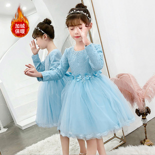 女童装公主裙韩版2025秋冬款长袖网纱礼服裙3-13岁儿童宝宝裙子