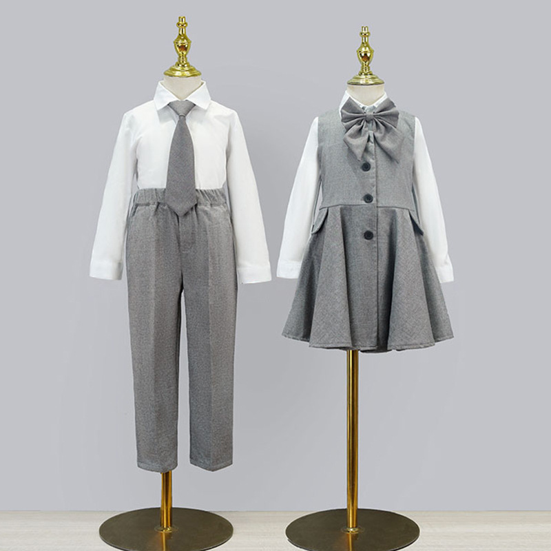 春夏班服连衣裙校服学院风灰色园服男女童六一表演套装厂家直发