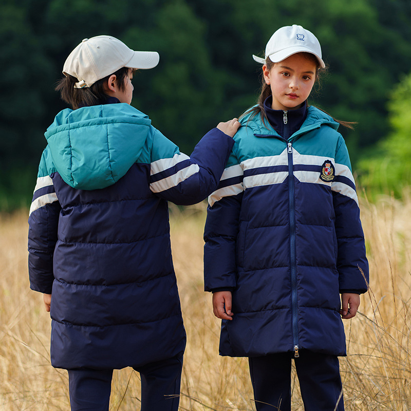 儿童加厚中长款棉服外套冬装棉衣校服幼儿园园服中小学生保暖班服