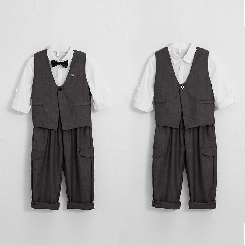 儿童表演英伦风礼服两件套摄影