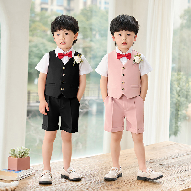 儿童西装男童春夏马甲短裤套装小童幼儿园演出生日钢琴花童礼服