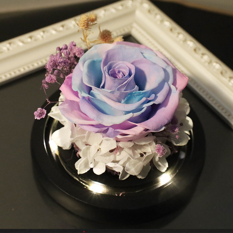 永生花玻璃罩摆件玫瑰花成品生日毕业季礼物送女友干花礼盒纪念品