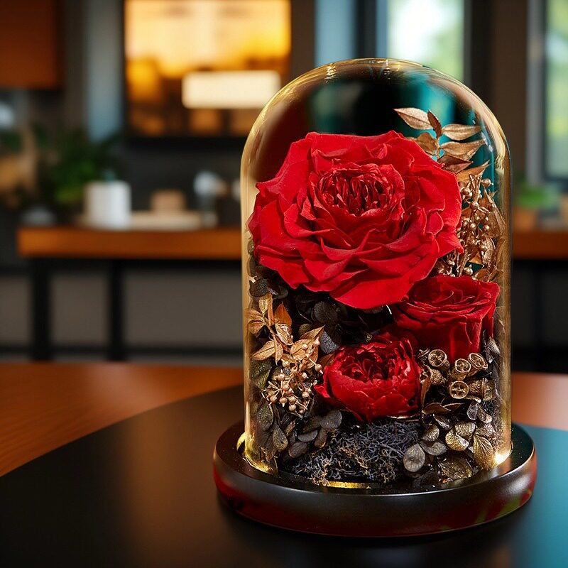 高级感永生玫瑰花礼盒七夕情人节花束送女友女生干花摆件生日礼物