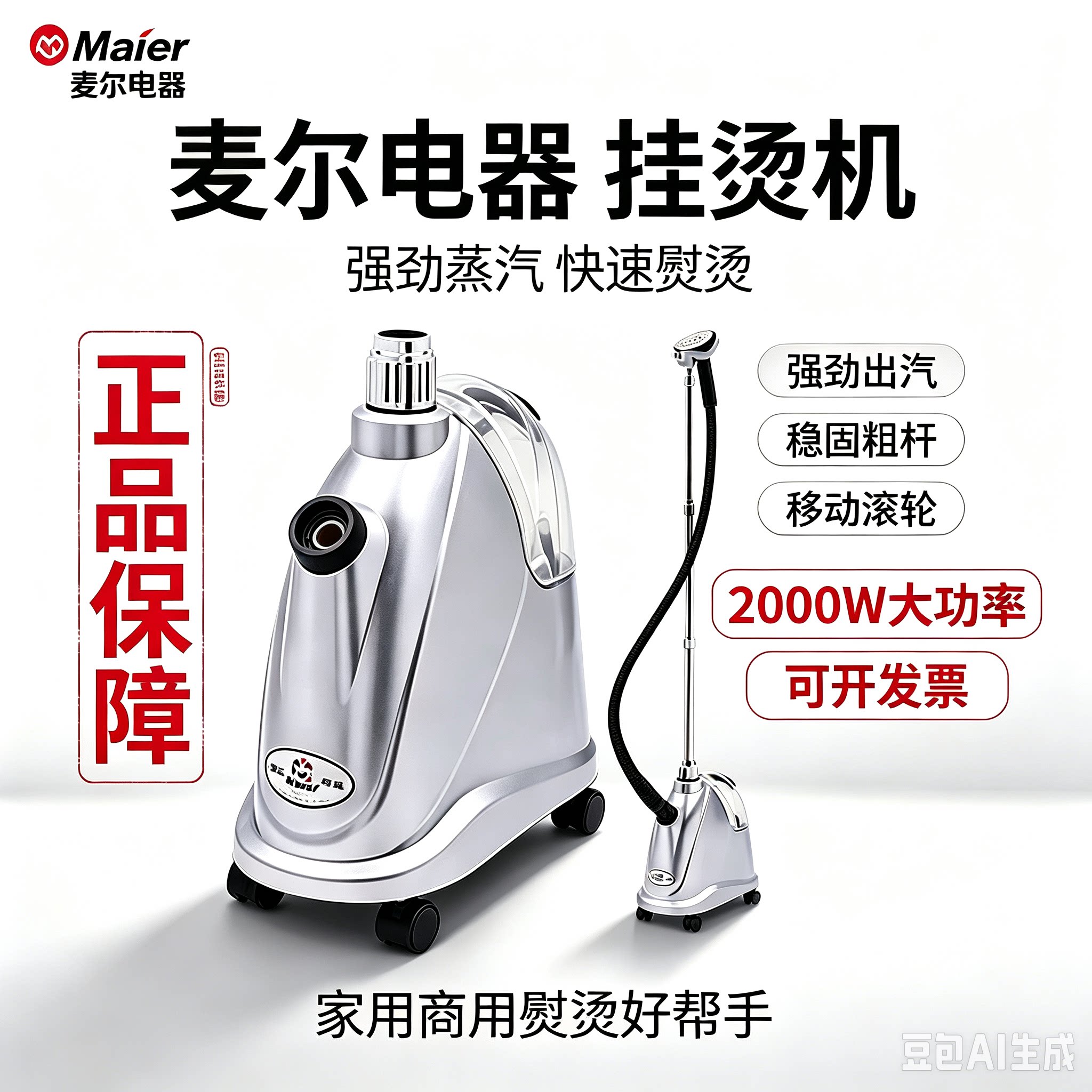 正品麦尔牌蒸汽挂烫机服装店专柜家用烫衣服小型熨烫机电熨斗包邮
