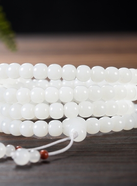 【楼兰璞钰】天然和田玉羊脂白玉项链老型珠多圈手串精品毛衣链