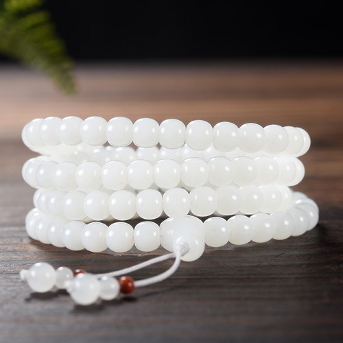 【楼兰璞钰】天然和田玉羊脂白玉项链老型珠多圈手串精品毛衣链