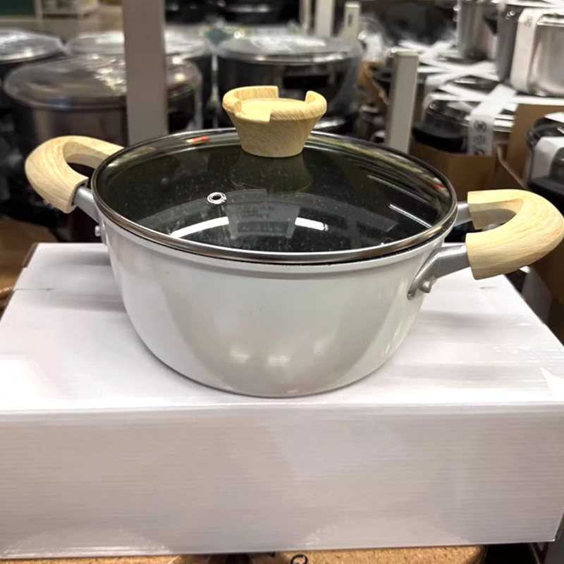 白色麦饭石平底锅家用不粘锅不沾煎锅电磁炉专用手抓饼千层锅20cm