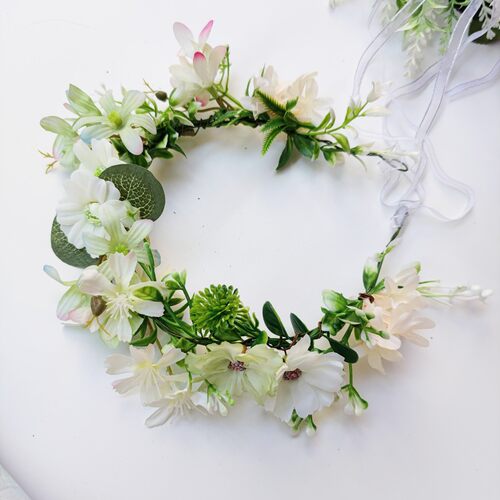DIY田园森系小清新仙气绿叶白色小雏菊花朵花环头饰姐妹拍照道具