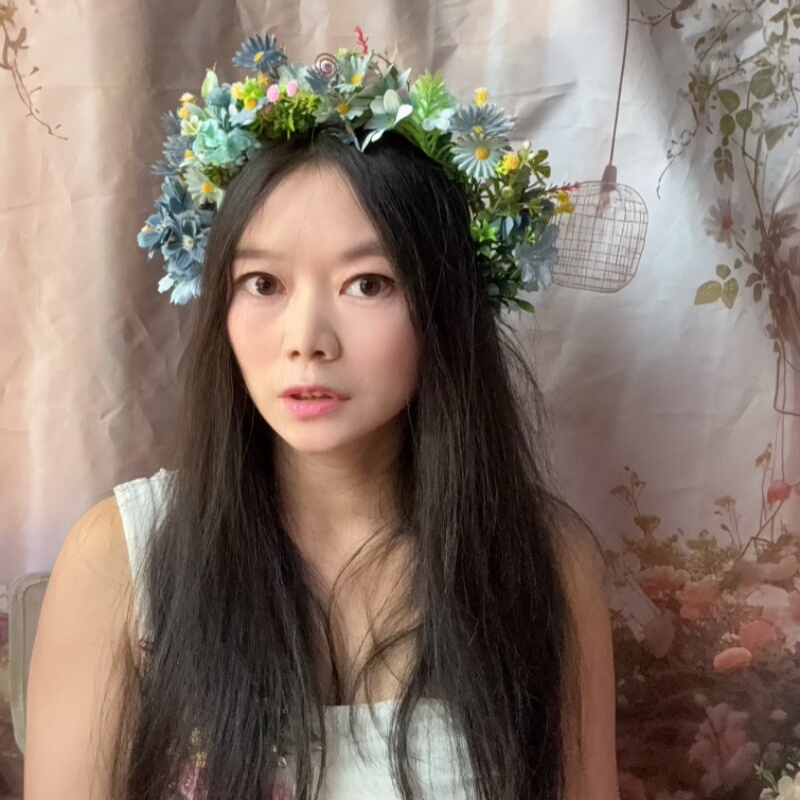 氛围感仿真花环头饰女手工diy花朵蓝色小雏菊发饰毕业照装饰品