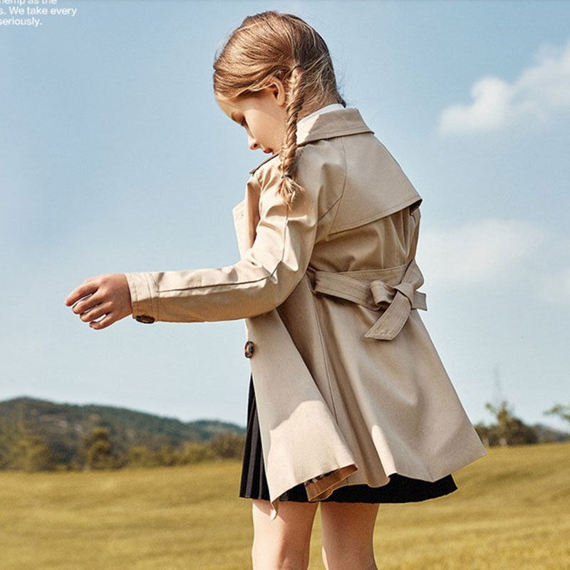 女童春装2026新款中长款儿童外套春秋女童风衣外套英伦风宝宝大衣