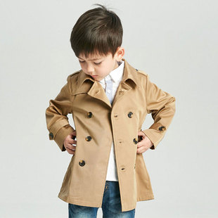 外贸原单男童风衣外套英伦风春秋款中长款2026新款儿童外套大衣潮